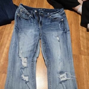 Miss Me Light Blue Distressed Wide Leg Jeans